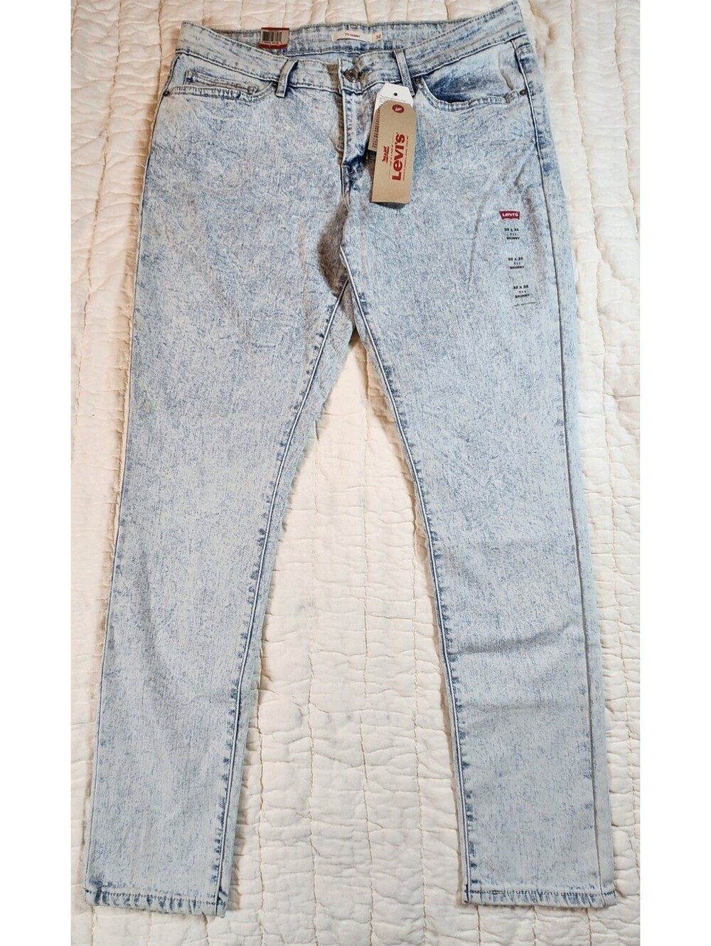 NWT Levi's 711 Skinny Jeans Men's 32x32 Light Acid Wash Denim
